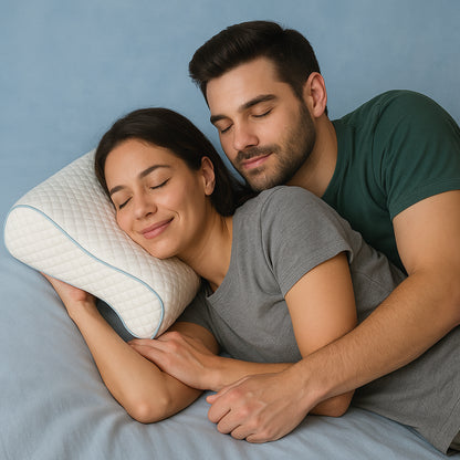 Couple using the Couple Pillow